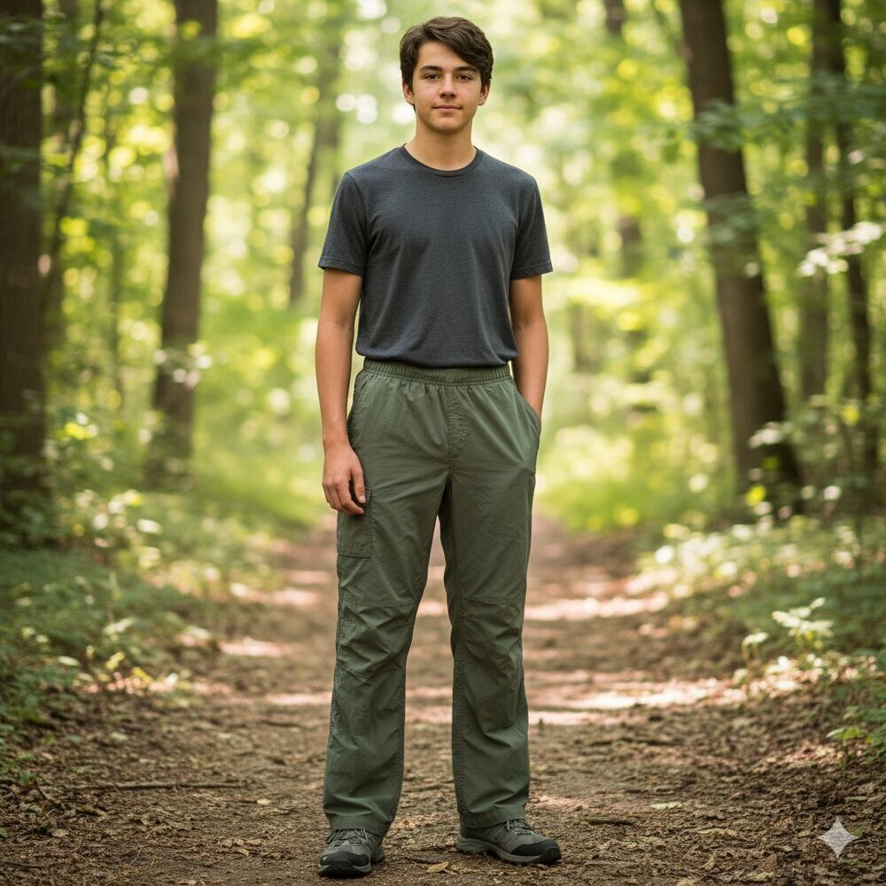 Columbia Boy's Youth Size L (14/16) Olive Green Omni-Shade Hiking Nylon Pants